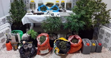 View of drugs and equipment seized in the operation, in Muğla, southwestern Türkiye, Oct. 13, 2022. (DHA PHOTO) 