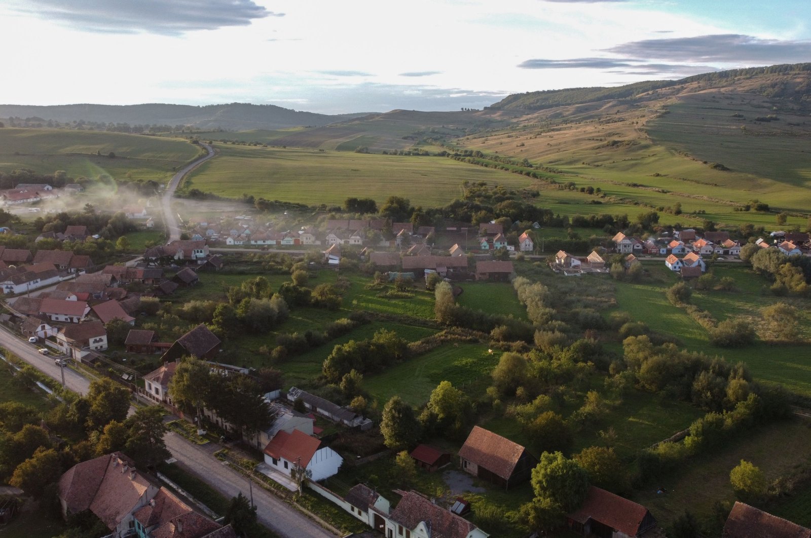 An aerial view shows the village of Viscri, where King Charles III stays when he visits the area, in Transylvania, central Romania, Sept. 15, 2022. (AFP Photo)