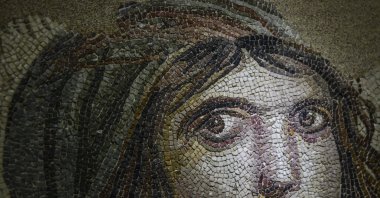 The famed "Gypsy Girl" mosaic at the Zeugma Mosaic Museum, Gaziantep, southeastern Türkiye, Aug. 8, 2022. (IHA Photo)