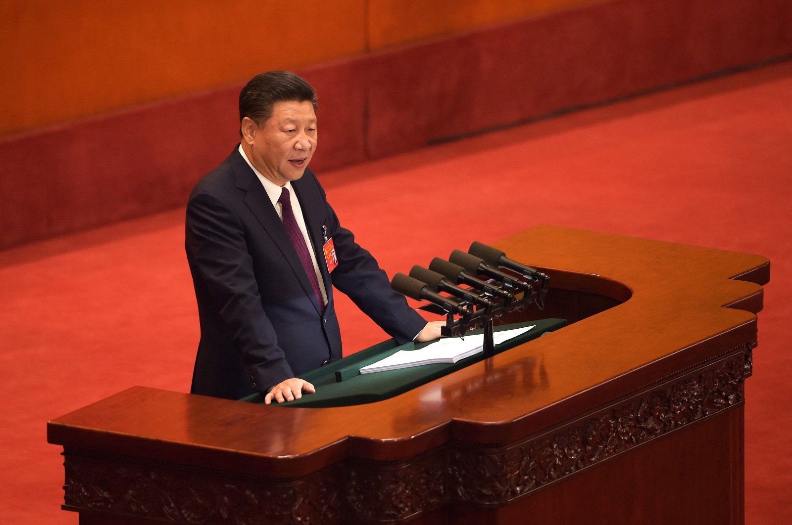 China&#039;s President Xi Jinping delivers a speech at the opening session of the Chinese Communist Party&#039;s five-yearly Congress at the Great Hall of the People in Beijing, China, Oct. 18, 2017. (AFP Photo)