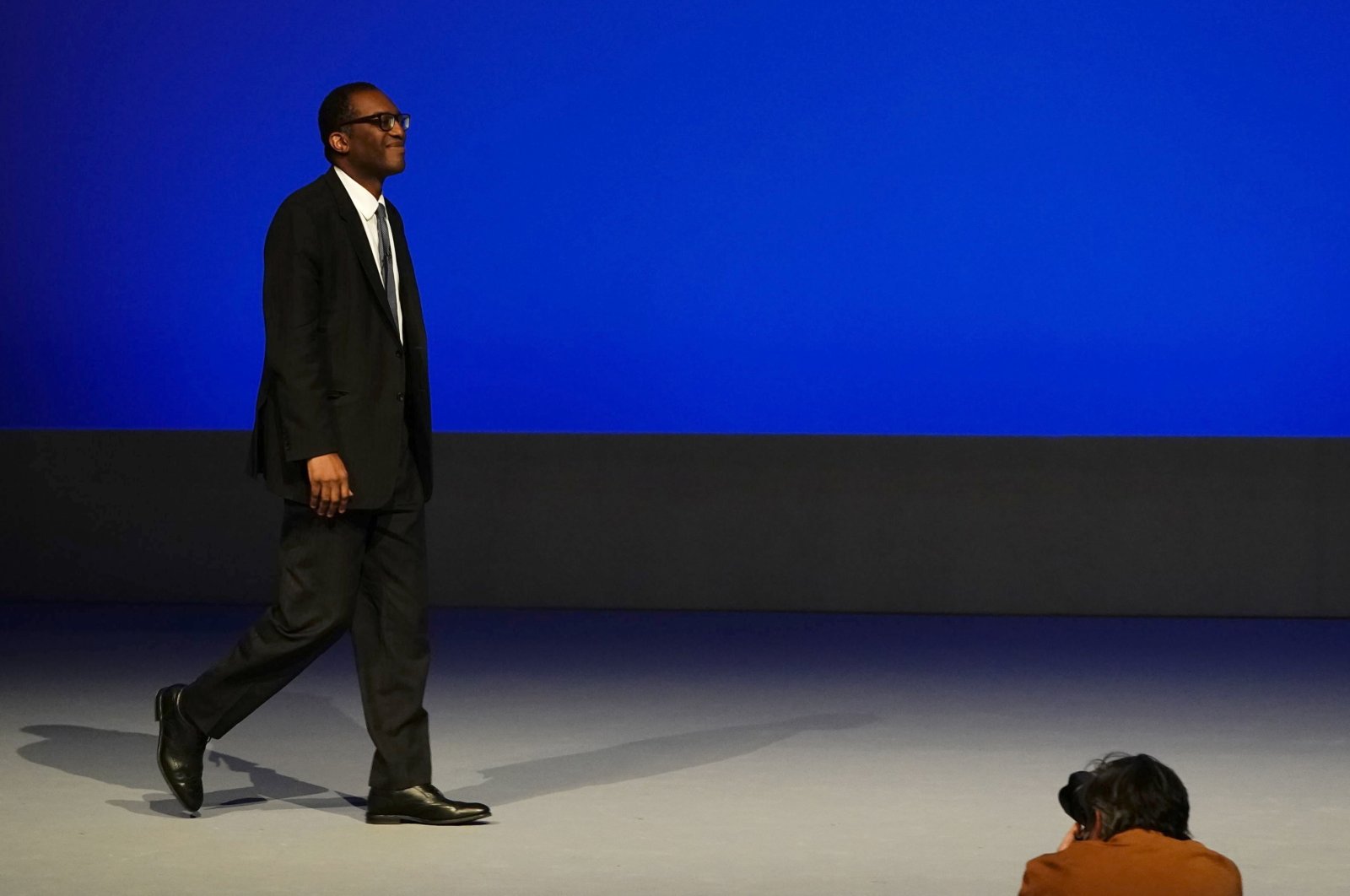 British Chancellor of the Exchequer Kwasi Kwarteng arrives to deliver his speech at the Conservative Party annual conference at the International Convention Centre in Birmingham, the U.K., Oct. 3, 2022. (AP Photo)