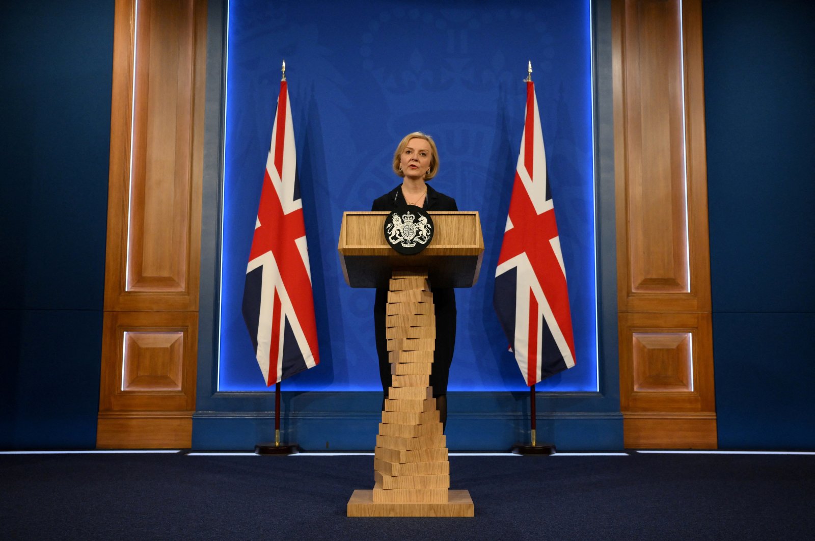 British Prime Minister Liz Truss attends a news conference in London, Britain, Oct.14, 2022.  (Reuters Photo)