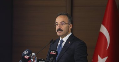 Deputy Minister of Interior Ismail Çataklı speaking at a "Monthly Press Information Meeting" covering the activities of the ministry, Ankara, Türkiye, Oct. 5, 2022. (AA Photo)