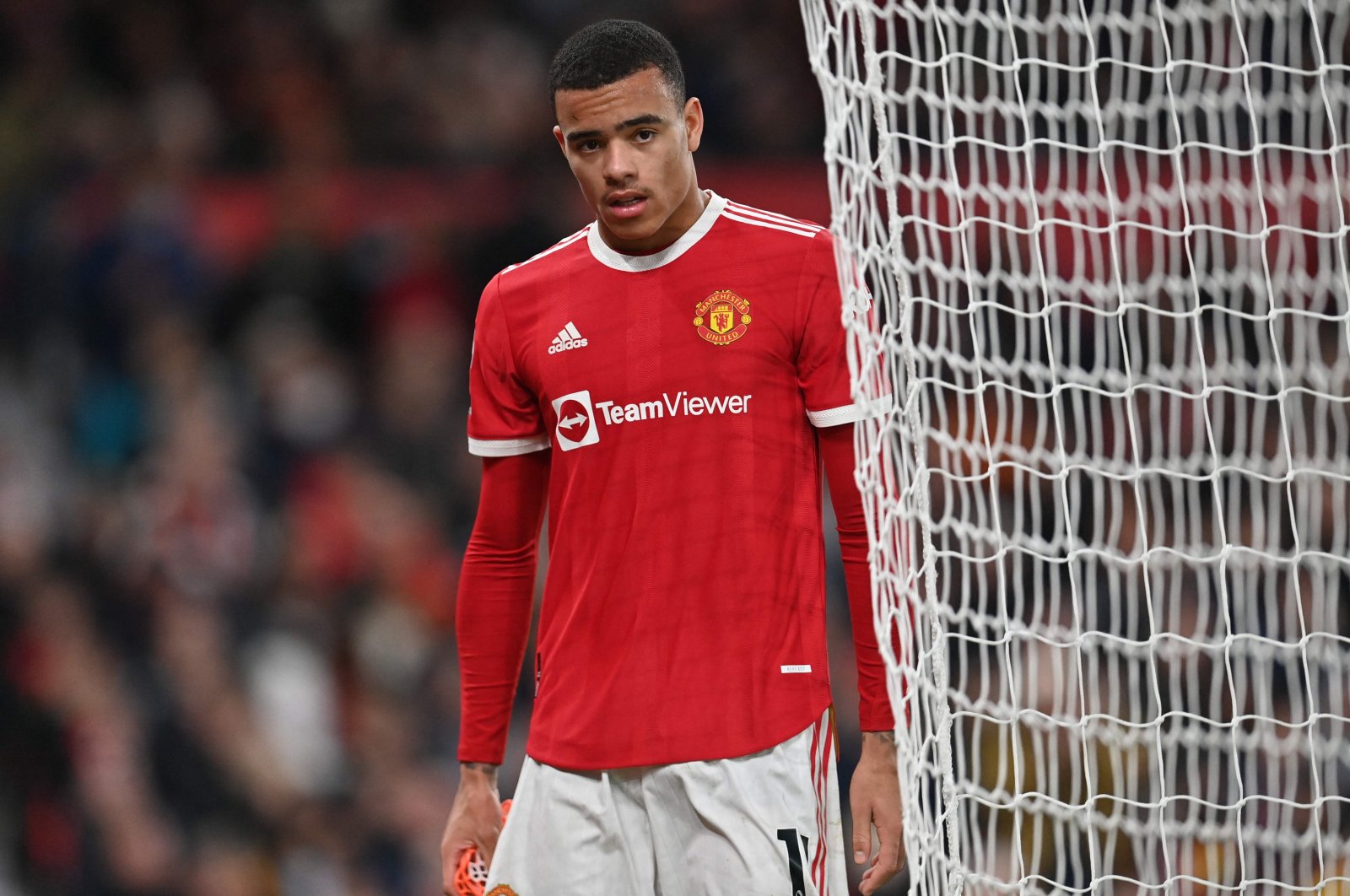 Manchester United&#039;s English striker Mason Greenwood is substituted during the English Premier League football match between Manchester United and Wolverhampton Wanderers at Old Trafford in Manchester, U.K., Jan. 3, 2022. (AFP Photo)