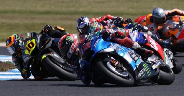 Team Suzuki Ecstar&#039;s Alex Rins in action during the MotoGP race at Phillip Island Grand Prix Circuit, Phillip Island, Australia, Oct.16, 2022. (REUTERS Photo)