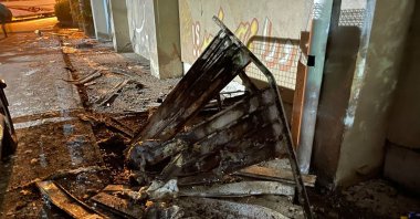 Damage caused by a fire outside the building of the Evin prison, Tehran, Iran, Oct. 16 2022. (AFP Photo)