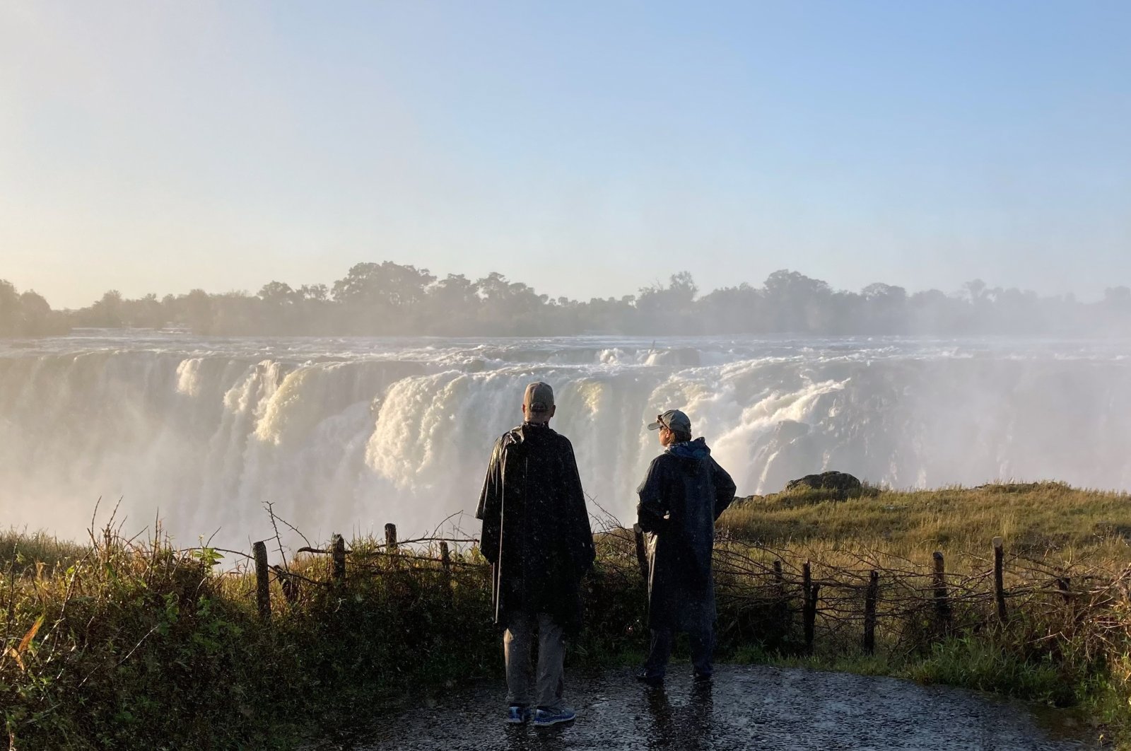 It is best to put on a raincoat when standing close to the falls, Victoria Falls, Zimbabwe, July 6, 2022. (dpa Photo)