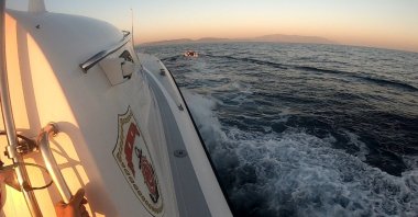 Turkish coast guard forces rescue 28 irregular migrants off of Kuşadası, Aydın province, Türkiye, July 6, 2022. (IHA Photo)