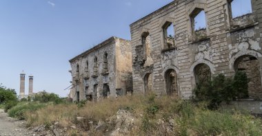 Destroyed buildings are seen in Agdam, recently liberated by Azerbaijan, Karabakh, Azerbaijan, June 13, 2021 (Reuters Photo)