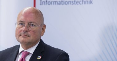 Arne Schoenbohm, president of the Federal Office for Information Security (BSI), attends a press conference in Bonn, Germany, Aug. 8, 2022. (AP Photo)
