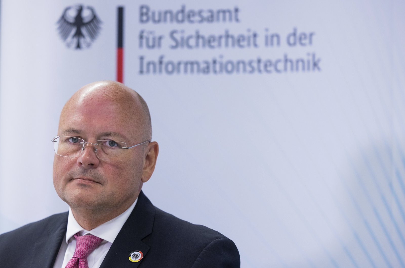 Arne Schoenbohm, president of the Federal Office for Information Security (BSI), attends a press conference in Bonn, Germany, Aug. 8, 2022. (AP Photo)
