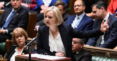 Britain's Prime Minister Liz Truss speaking during Prime Minister's Questions in the House of Commons, London, U.K., Oct. 19, 2022. (AFP Photo)