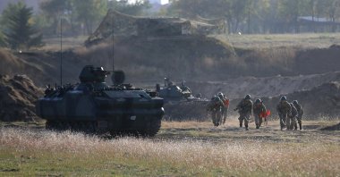 Members of the Turkish Armed Forces are seen during a military drill in Kırklareli, Türkiye, Oct. 9, 2022 (AA Photo)