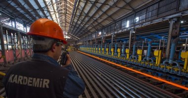 An employee is seen at a factory of iron and steel producer Kardemir in Karabük province, northern Türkiye, Feb. 11, 2021. (AA Photo)