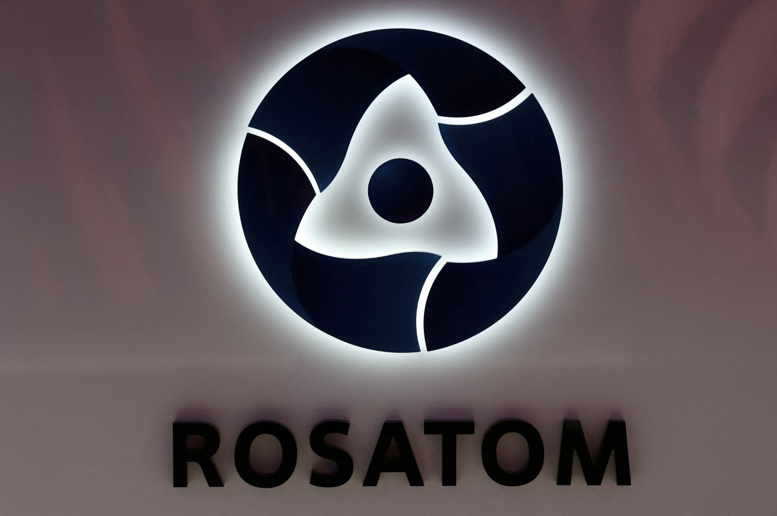 The logo of Russian state nuclear agency Rosatom at the St. Petersburg International Economic Forum (SPIEF) in St. Petersburg, Russia, June 16, 2022. (Reuters Photo)