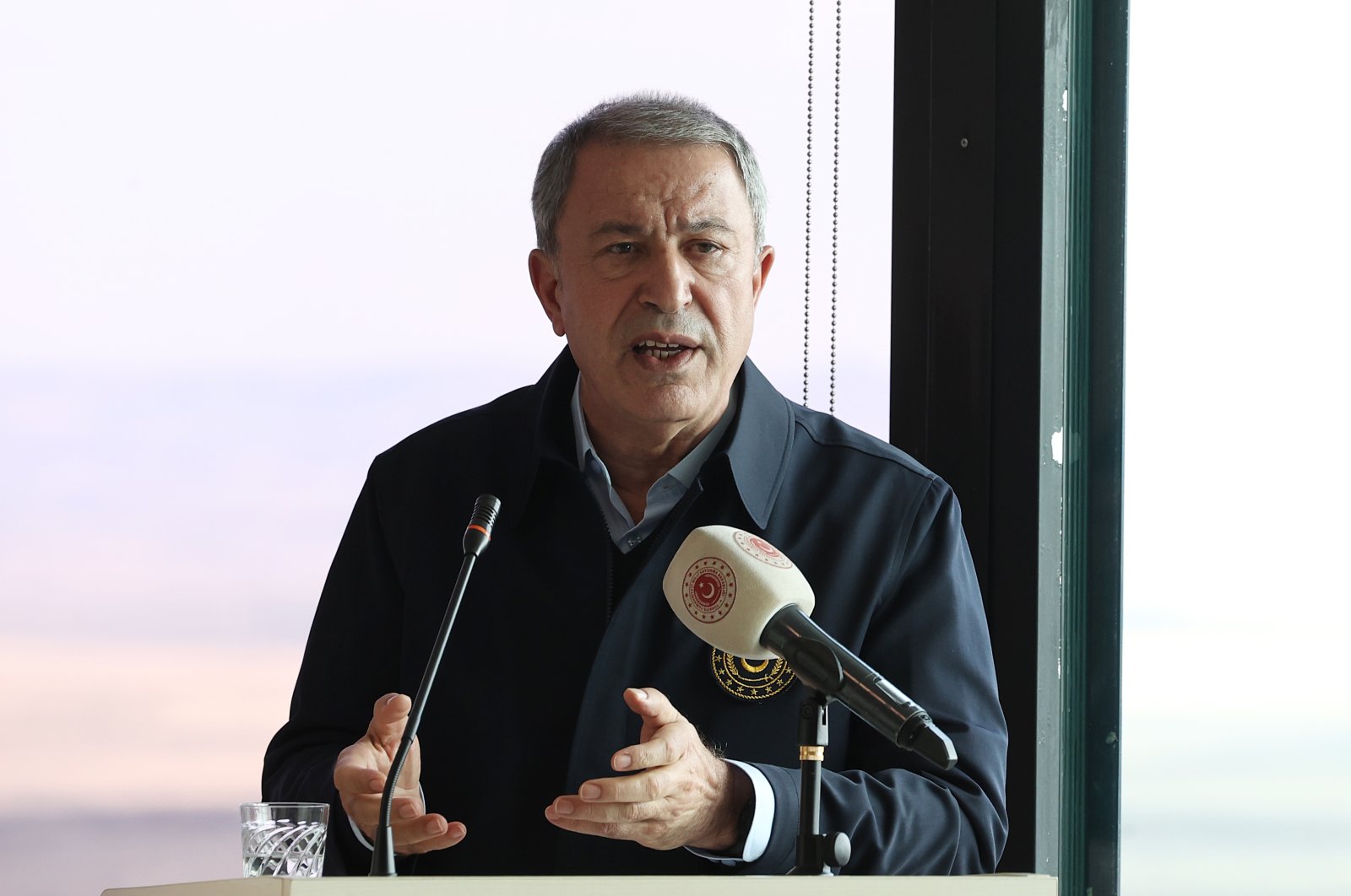 Defense Minister Hulusi Akar speaks at the &quot;Free Fire-2022&quot; exercise in the capital Ankara, Tuesday, Oct. 18, 2022. (AA Photo)