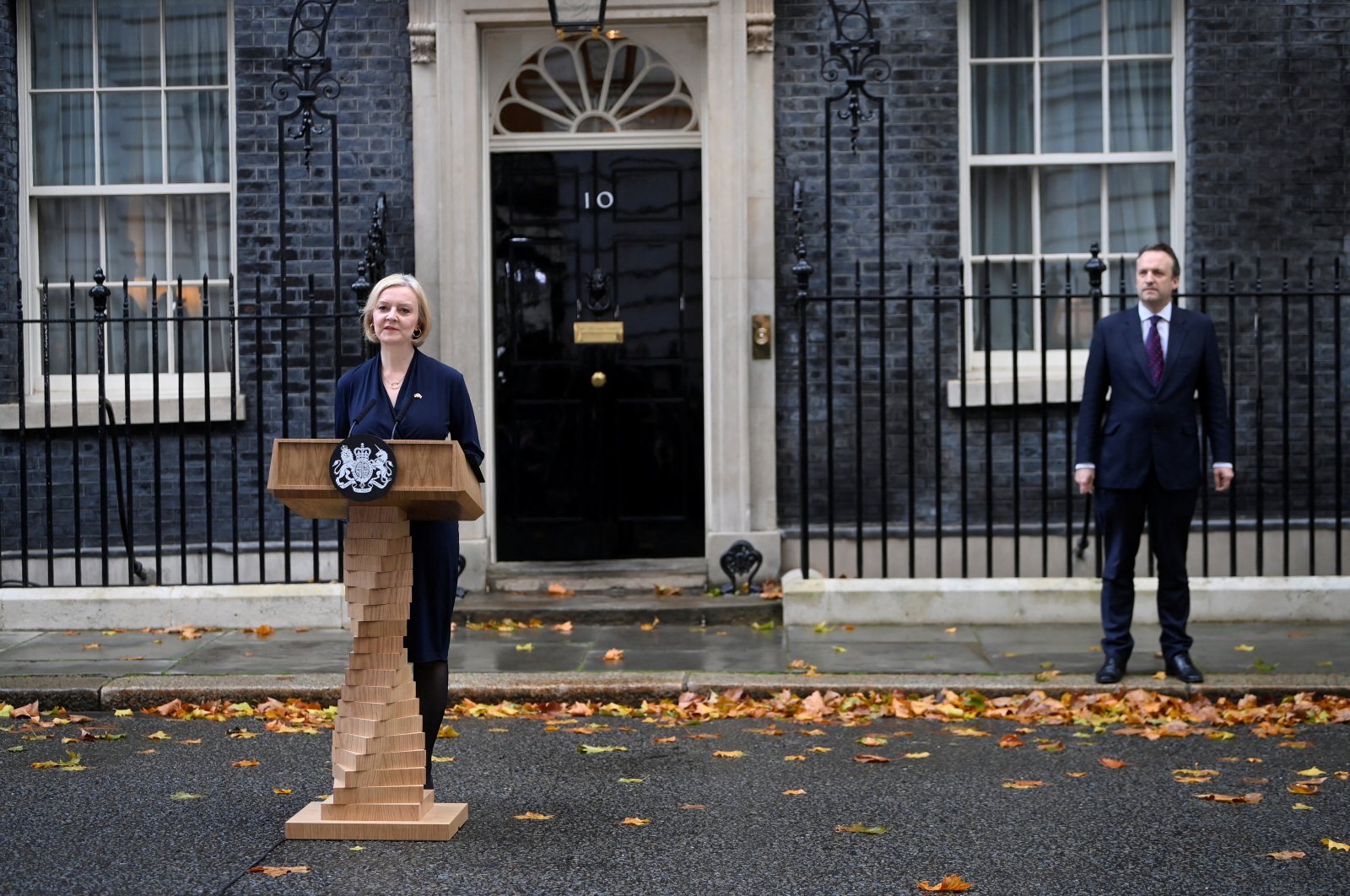 British Prime Minister Liz Truss gives statement outside Number 10 Downing Street, London, Britain October 20, 2022. REUTERS/Toby Melville