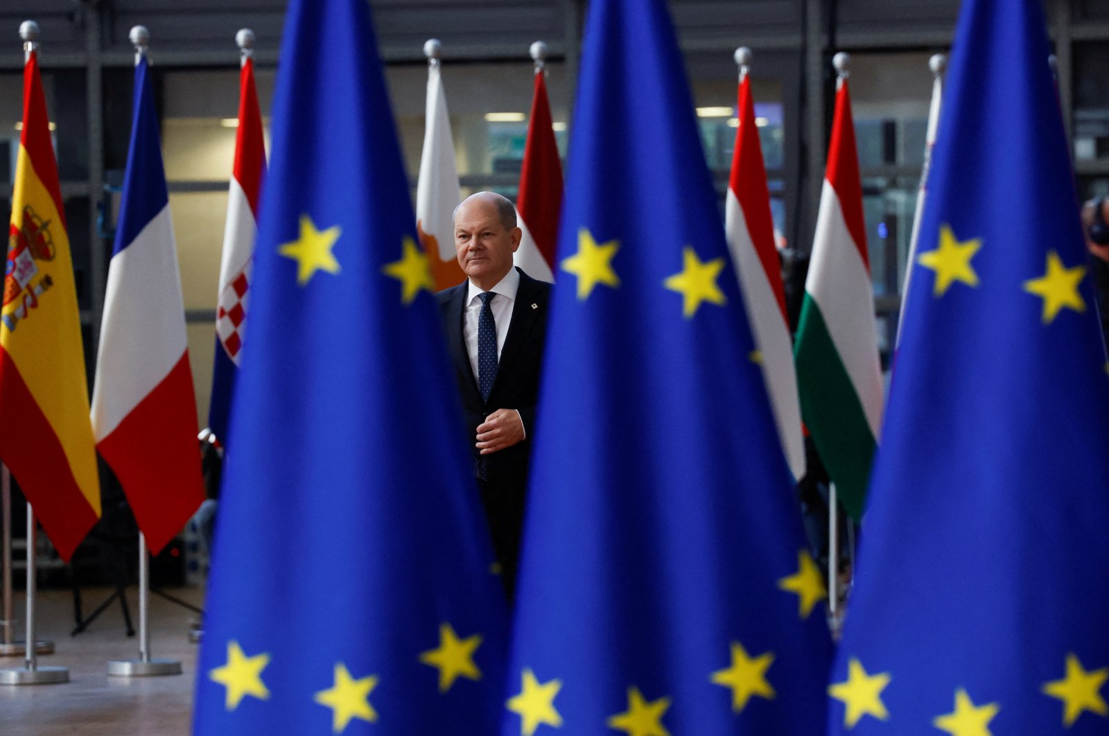 Germany&#039;s Chancellor Olaf Scholz attends the European Union leaders&#039; summit in Brussels, Belgium Oct. 20, 2022. (Reuters Photo)