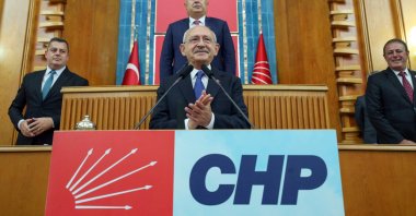 Kemal Kılıçdaroğlu, chairperson of the main opposition Republican People&#039;s Party (CHP), addresses members of his party during a meeting at Parliament in Ankara, Türkiye, Oct. 4, 2022. (Reuters Photo)
