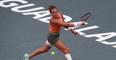 Belarus' Aryna Sabalenka in action during her second-round match against Russia's Liudmila Samsonova at the Guadalajara Open, Guadalajara, Mexico, Oct. 19, 2022. (REUTERS Photo)