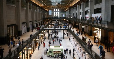 Members of the public visit Turbine Hall A inside Battersea Power Station, a newly redeveloped shopping and leisure complex, on its opening day in London, Britain, Oct. 14, 2022. (Reuters Photo)