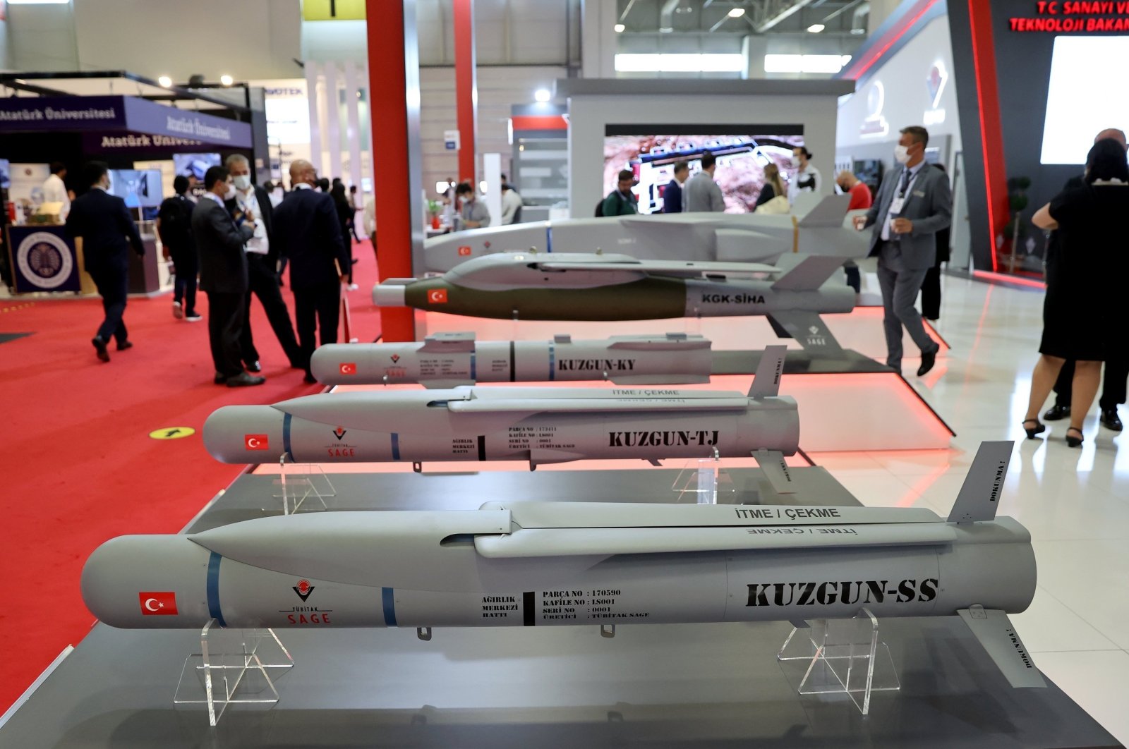 TÜBİTAK SAGE-developed munitions on display at IDEF, Istanbul, Türkiye, Aug. 19, 2021. (AA Photo)