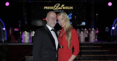 Rainer Schaller and Christiane Schikorsky attend a ball at the Maritim Hotel in Berlin, Germany, Jan. 11, 2020. (Alamy via Reuters)