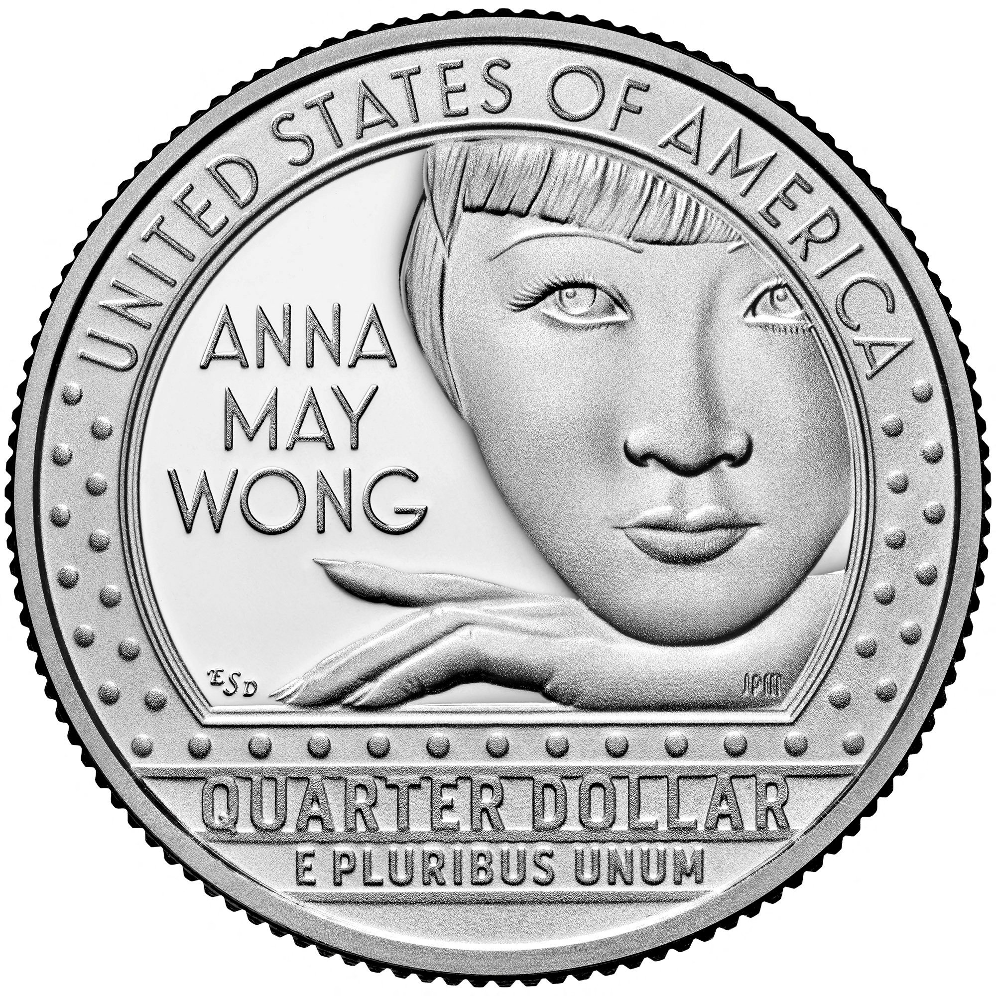 Sebuah gambar bukti tak bertanggal menunjukkan kemiripan aktris Asia-Amerika Anna May Wong, yang akan dilemparkan pada koin 25 sen kelima dalam Program American Women Quarters (AWQ) yang akan dikeluarkan oleh US Mint.  (Foto Reuters)