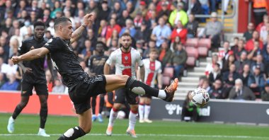 Arsenal's Granit Xhaka in action during the English Premier League match between Southampton FC and Arsenal FC, Southampton, Britain, Oct. 2022. (EPA Photo)