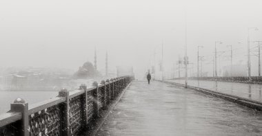 "Galata Bridge in Snow" by Annette Louise Solakoğlu. 