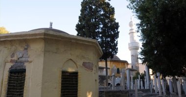 View of Murad Reis Mosque and cemetery, in Rhodes, Greece, Nov. 1, 2012. (AA PHOTO) 