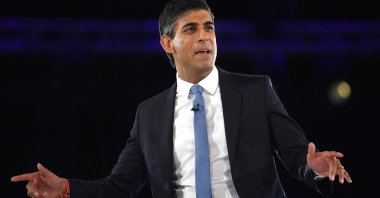 Rishi Sunak at the Conservative Party leadership election hustings at Wembley Arena, London, Britain Aug. 31, 2022 (EPA Photo)
