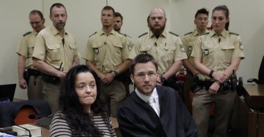 Beate Zschaepe (L) sits in the courtroom beside her lawyer, in Munich, Germany, June 20, 2017. (AP Photo)