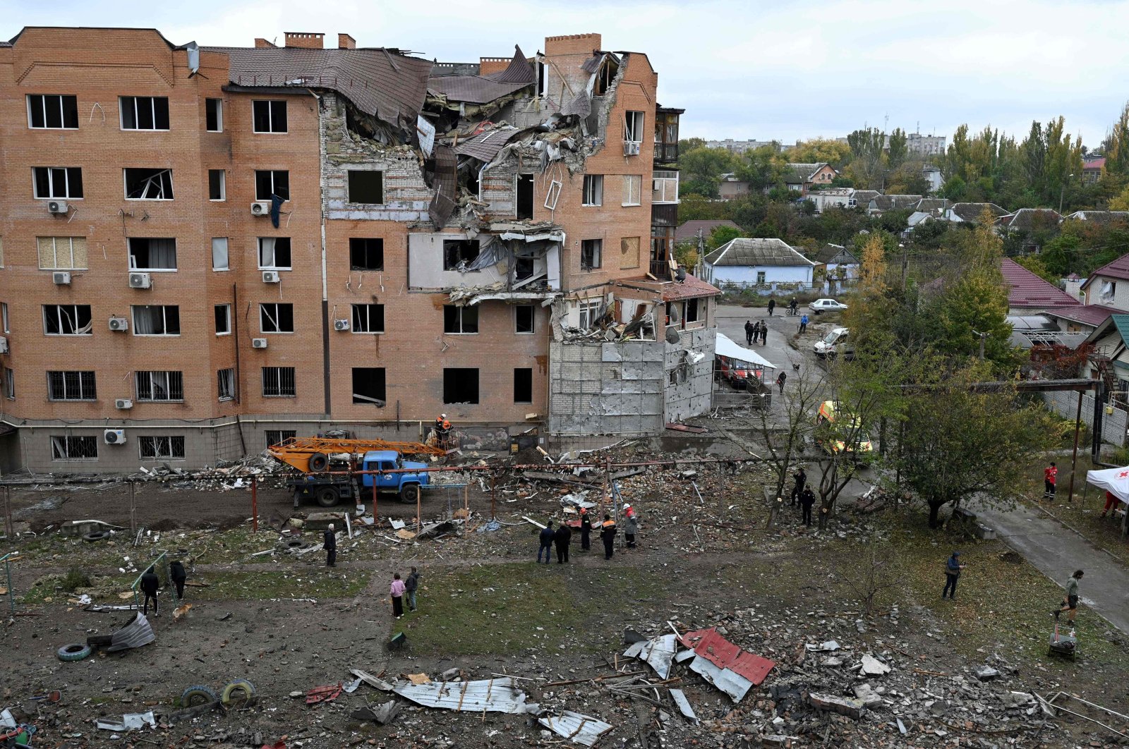 A damaged building is pictured after a rocket attack in Mykolaiv amid Russian invasion in Ukraine, Oct. 23, 2022. (AFP Photo)