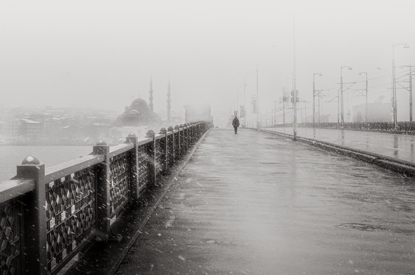&quot;Galata Bridge in Snow&quot; by Annette Louise Solakoğlu. 