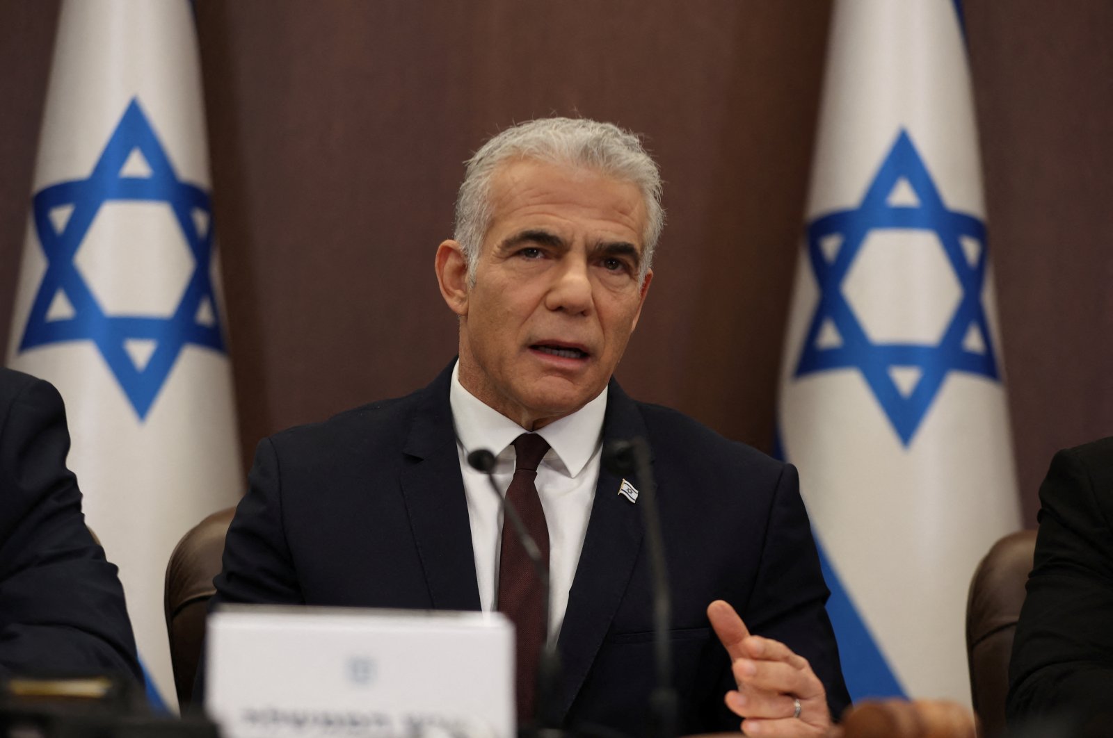 Israeli Prime Minister Yair Lapid attends a cabinet meeting at the prime minister&#039;s office in Jerusalem, Oct. 23, 2022. (Reuters File Photo)