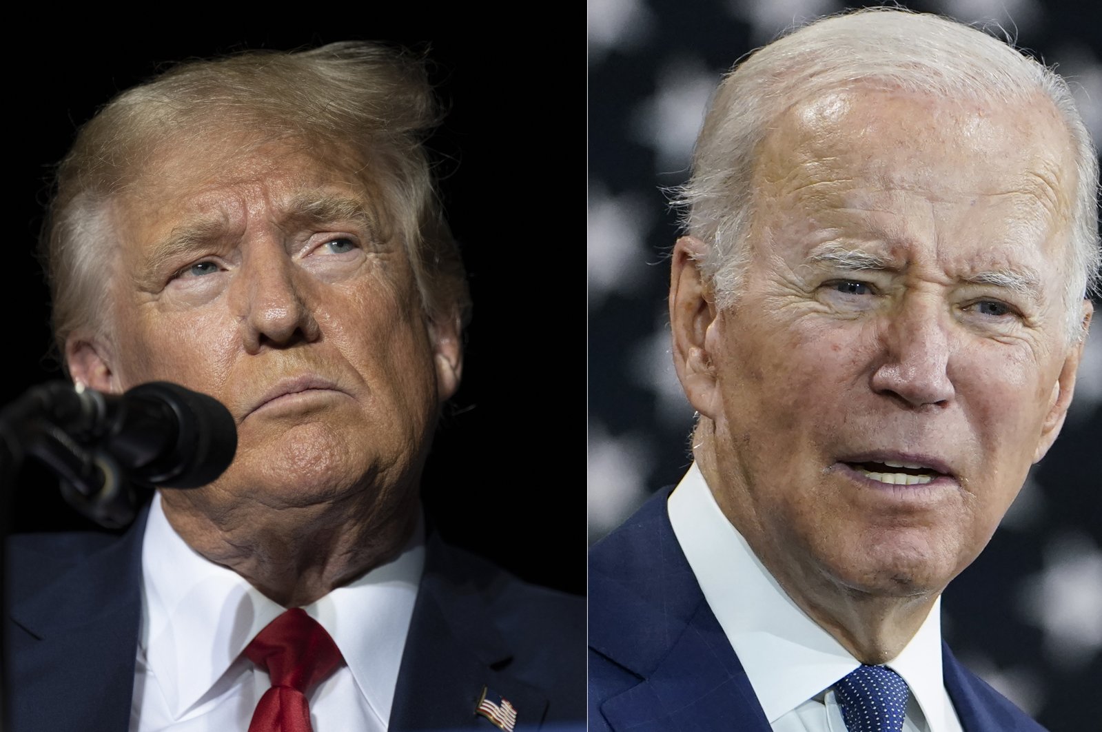 This combination of photos shows former President Donald Trump, left, and President Joe Biden, right. (AP File Photo)