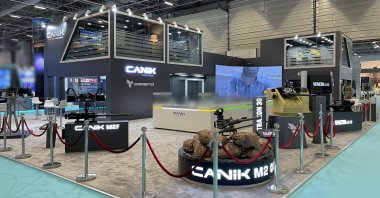 The CANiK booth is seen at the SAHA Expo, Istanbul, Türkiye, Oct. 25, 2022. (IHA Photo)