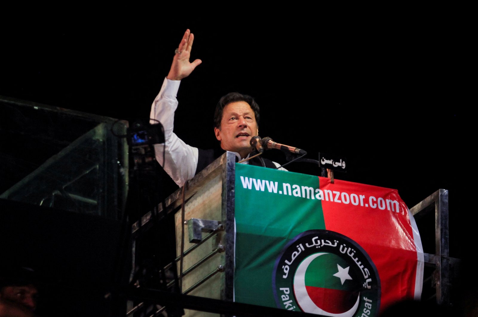 Former Pakistani Prime Minister Imran Khan gestures as he addresses supporters during a rally in Lahore, Pakistan, April 21, 2022. (Reuters File Photo)