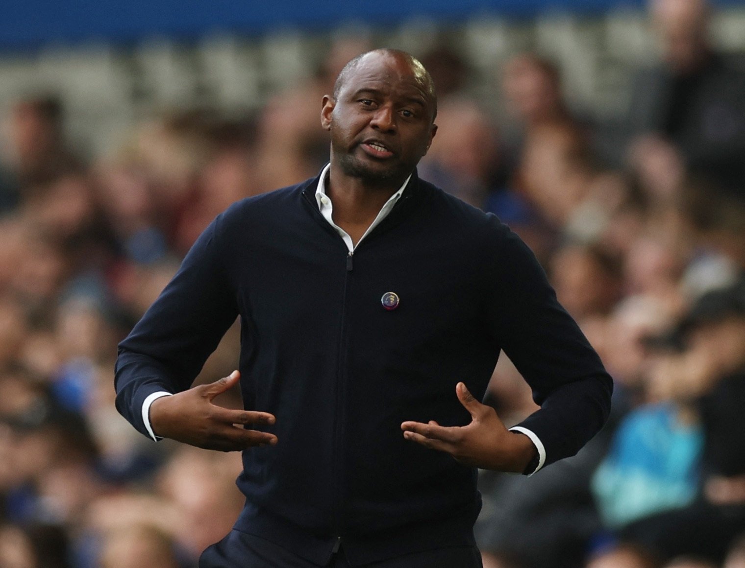 Crystal Palace manager Patrick Vieira during Premier League match between Everton and Crystal Palace at the Goodison Park. Liverpool, Britain, Oct. 22, 2022. (Reuters Photo)
