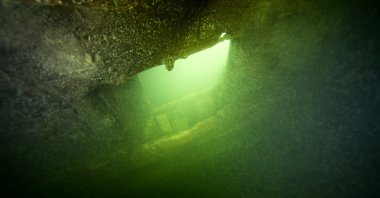 A gunport of the warship "Applet" is seen at a strait at Vaxholm, Sweden. (Reuters Photo)
