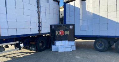 Illegal tobacco products are seen on display after being seized in Operation Breath-2 across Türkiye, Oct. 26, 2022. (AA Photo)