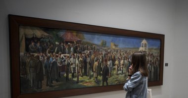 A visitor views artwork displayed at the Istanbul Museum of Painting and Sculpture, Istanbul, Türkiye, Oct. 19,  2022. (Sabah Archive Photo)