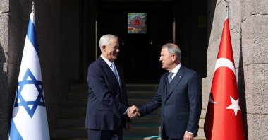 Israeli Defense Minister Benny Gantz and Defense Minister Hulusi Akar are seen in Ankara, Türkiye, Oct. 27, 2022 (AA Photo)