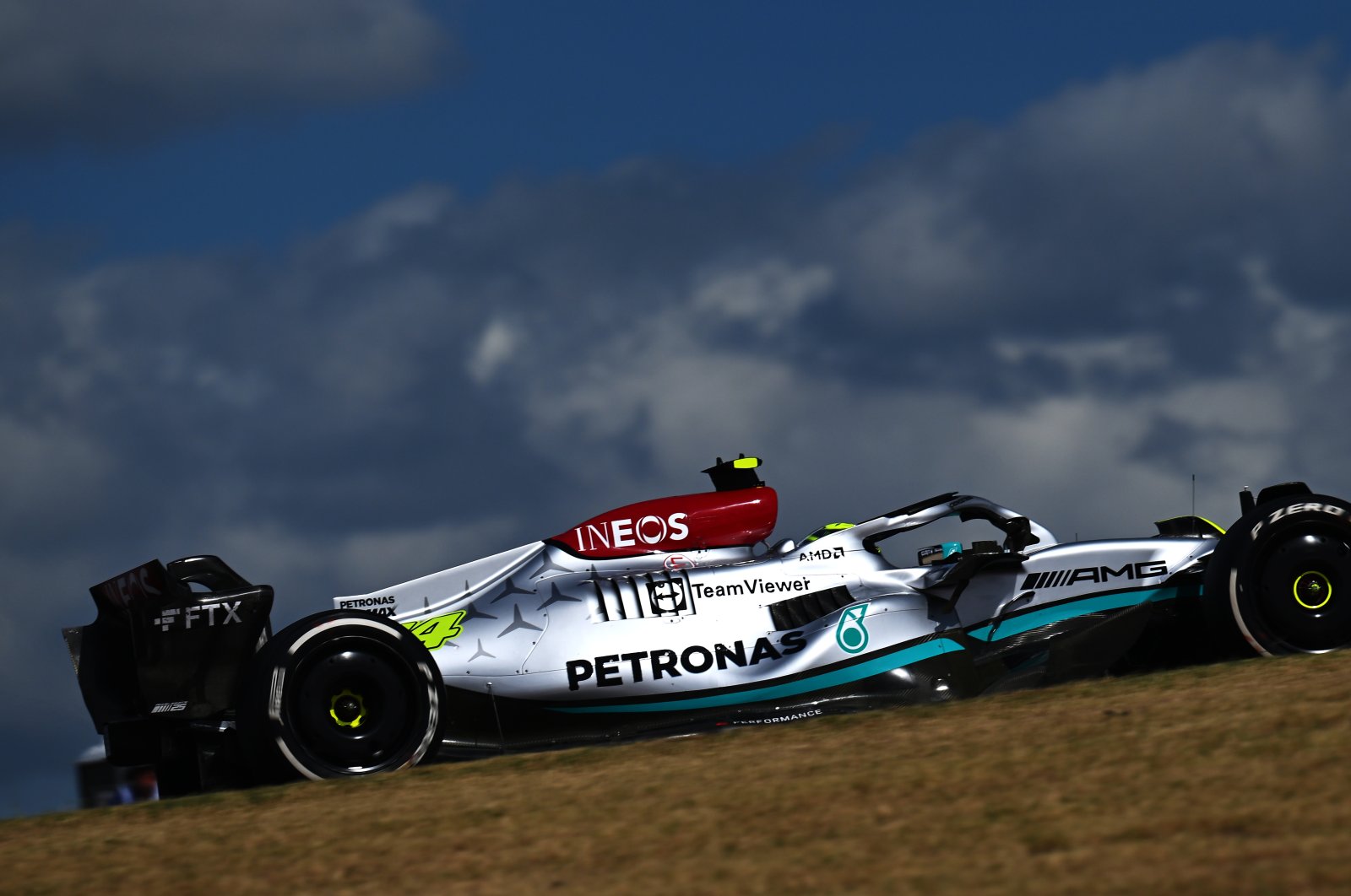 Lewis Hamilton of Great Britain driving the (44) Mercedes AMG Petronas F1 Team W13 on track during the U.S. F1 Grand Prix in Austin, Texas, Oct. 23, 2022. (Getty Images Photo)