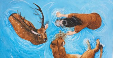 Painting displayed at the "I Am Nobody. Are You Nobody Too?" exhibition at Meşher art gallery, Istanbul, Türkiye, June 29, 2022. (Photo courtesy of Meşher)