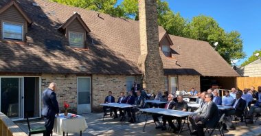 A view of the opening ceremony outside the mosque, in Houston, Texas, United States, Oct. 27, 2022. (AA Photo) 