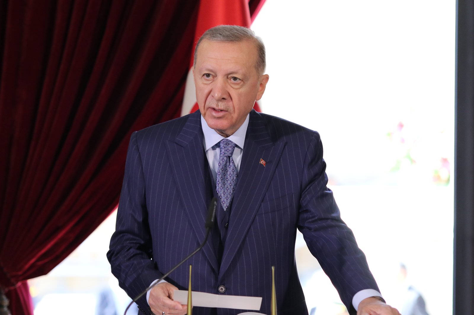 President Recep Tayyip Erdoğan delivering a speech at Anıtkabir on the 99th anniversary of Republic Day, Ankara, Türkiye, Oct. 29, 2022. (IHA Photo)