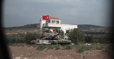 Turkish troops are pictured on the outskirts of the town of Afrin, northern Syria, Oct. 18, 2022. (AFP Photo)