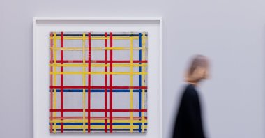 You could be forgiven for mistaking the top for the bottom of a Piet Mondrian painting, many of which are straight lines of color. Curators in Germany say after 75 years they have finally found the right way to hang one Mondrian work. (dpa Photo)